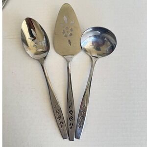 VTG Imperial Stainless Japan Serving Set 3 Pierced‎ Spoon Pie Server Gravy Ladle